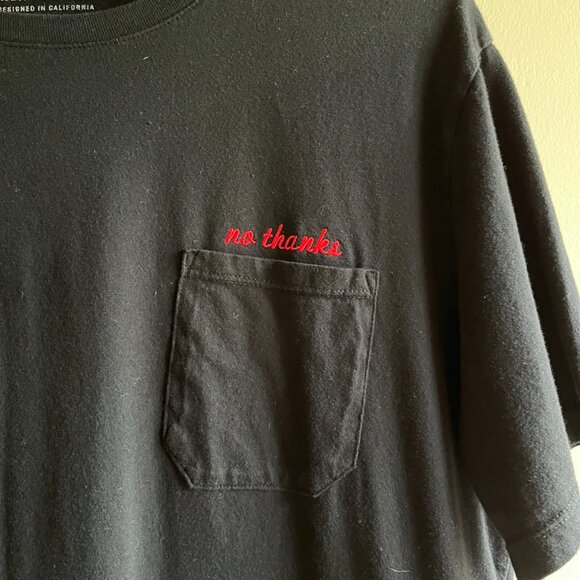 Richer Poorer Black “No Thanks” Embroidered Pocket Tee Minimalist streetwear - Picture 2 of 6